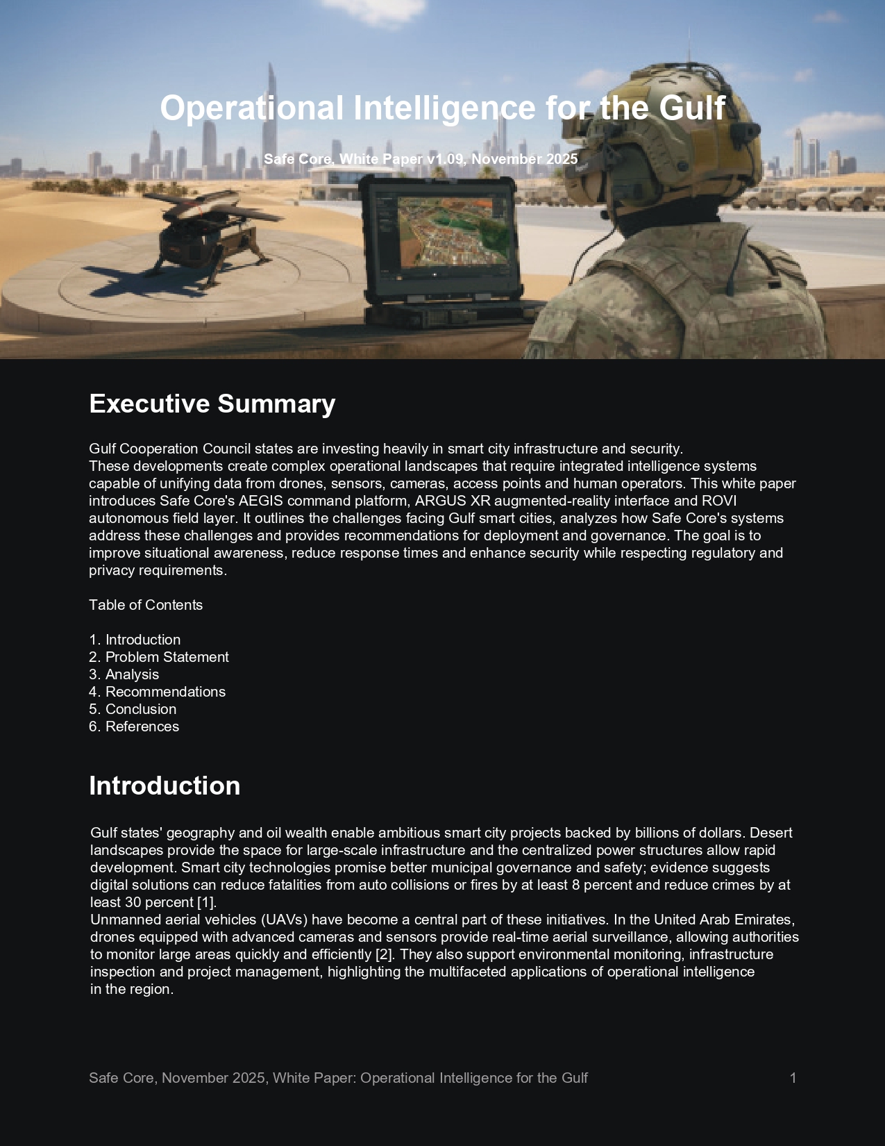 Safe Core operational intelligence systems - AEGIS, ARGUS XR, and ROVI integration